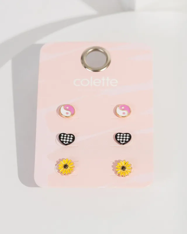 Multi Colour Sunflower & Heart Earring Pack sold by Collete Hayman