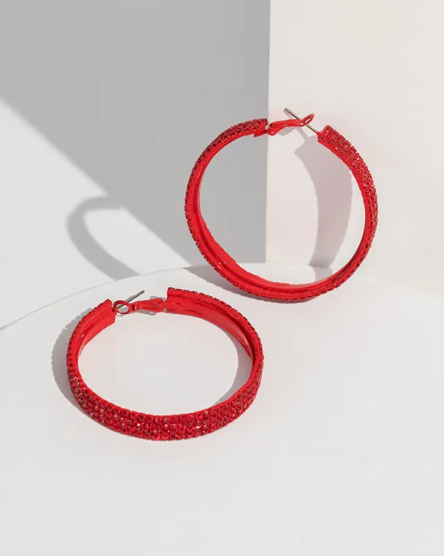 Red Crystal Hoops Earrings sold by Collete Hayman