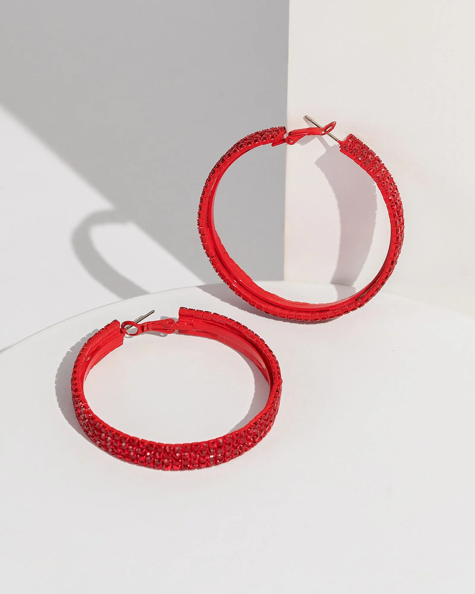 Red Crystal Hoops Earrings sold by Collete Hayman