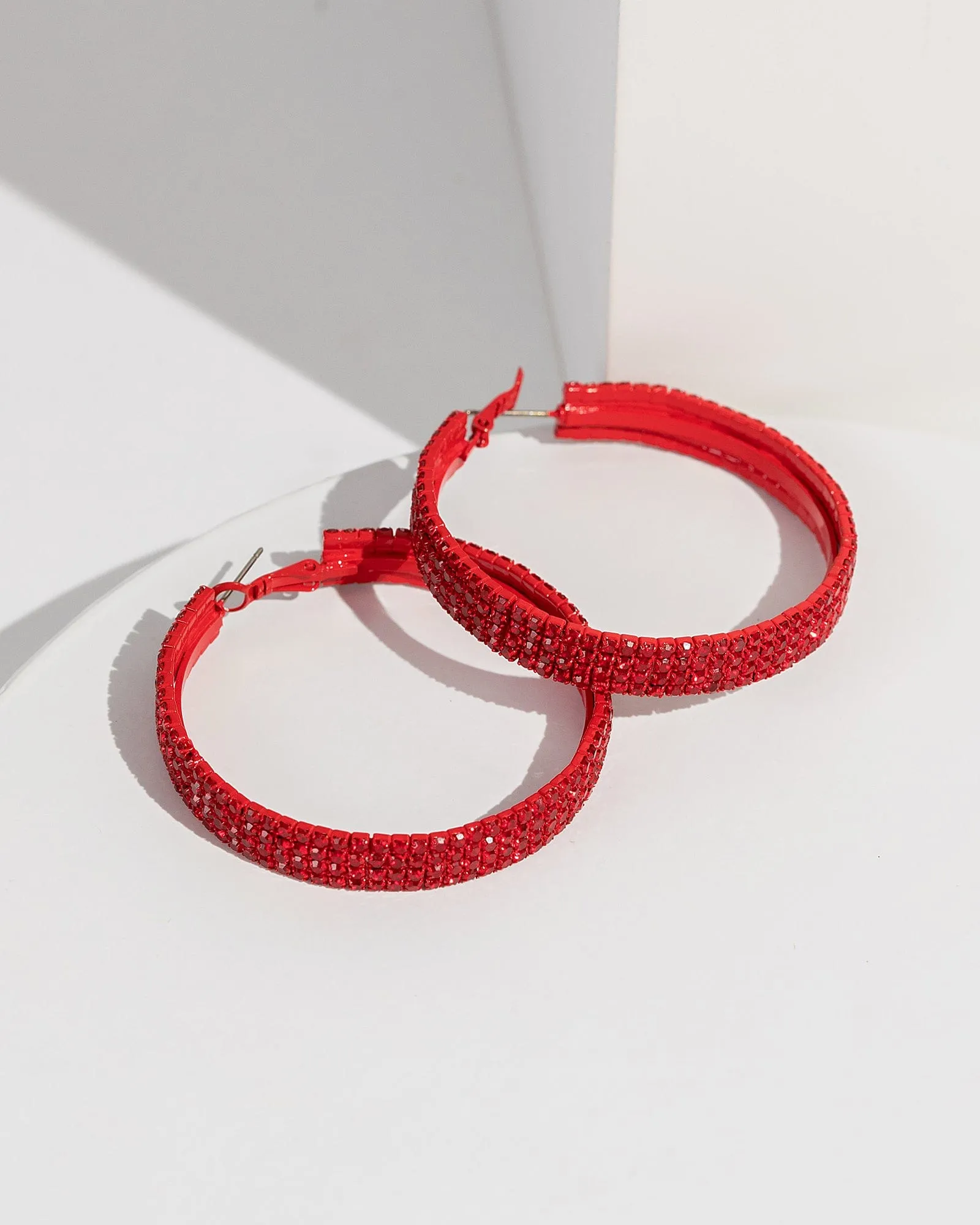 Red Crystal Hoops Earrings sold by Collete Hayman product image thumbnail 2