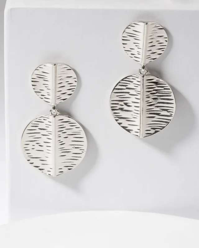 Silver Flat Leaf Drop Earrings sold by Collete Hayman