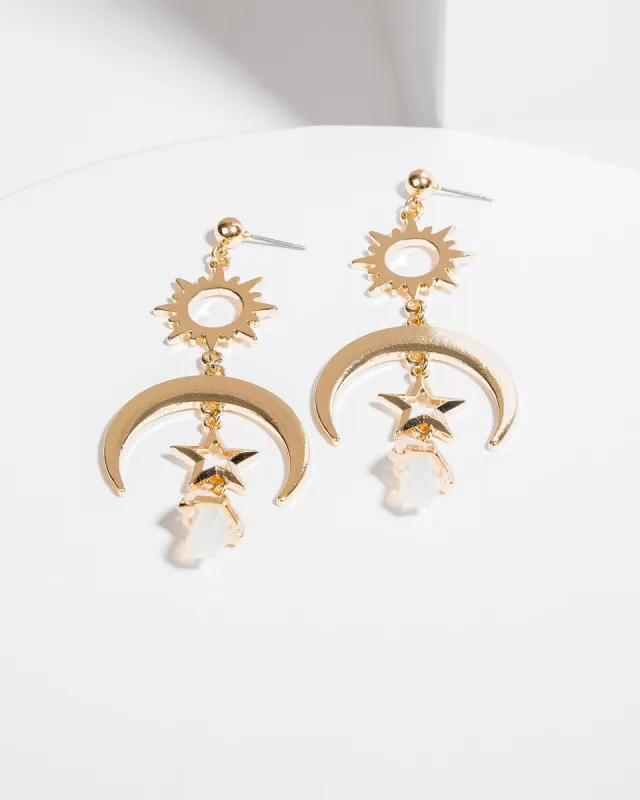 Gold Star Sun Statement Earrings sold by Collete Hayman