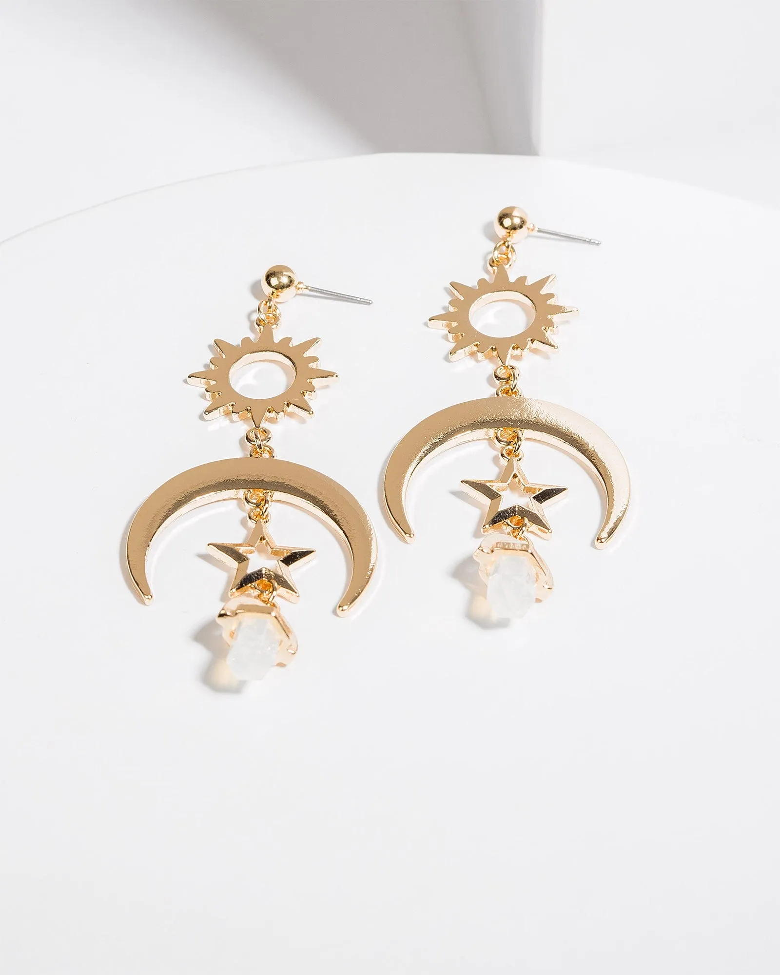 Gold Star Sun Statement Earrings sold by Collete Hayman