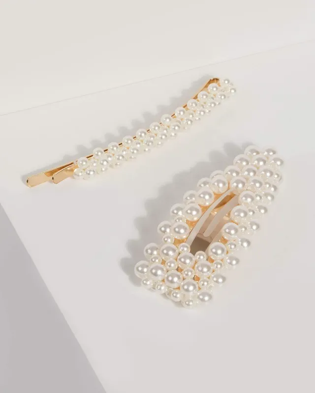 Gold Pearl Hair Slide Pack sold by Collete Hayman