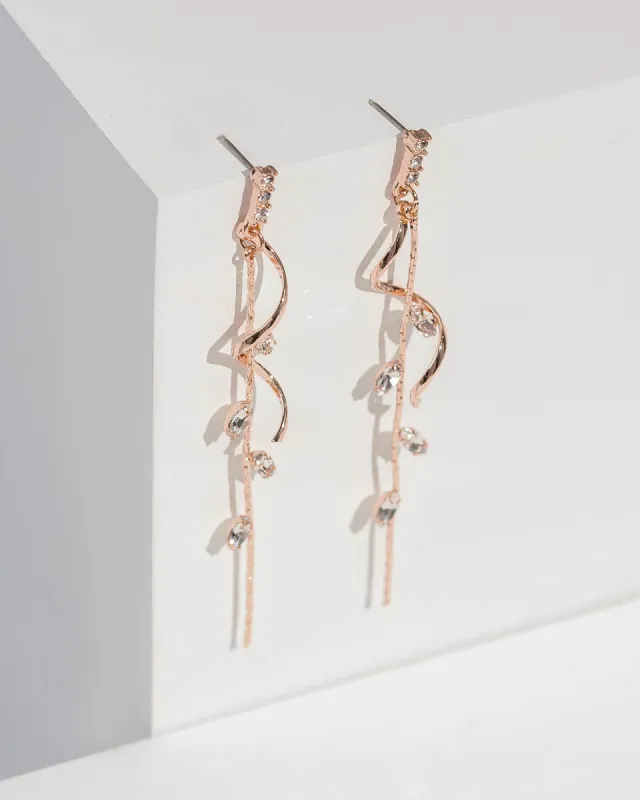 Rose Gold Spiral Leaf Drop Earrings sold by Collete Hayman