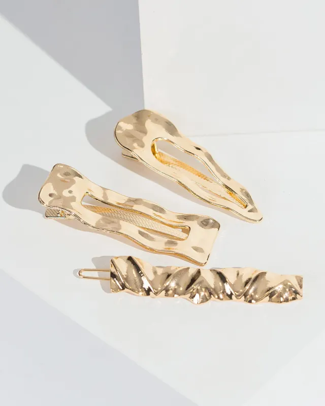 Gold 3 Pack Molten Look Hair Slides sold by Collete Hayman