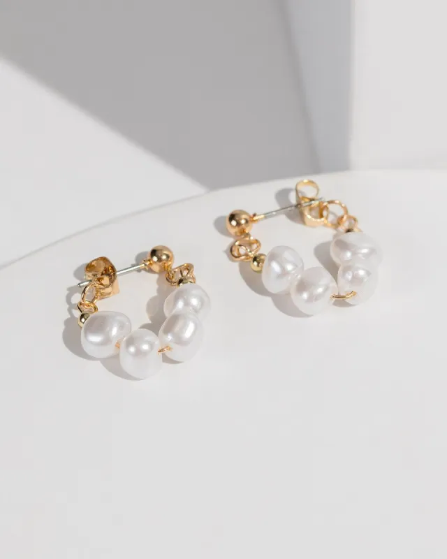 White Crystal Beaded Front Back Earrings sold by Collete Hayman