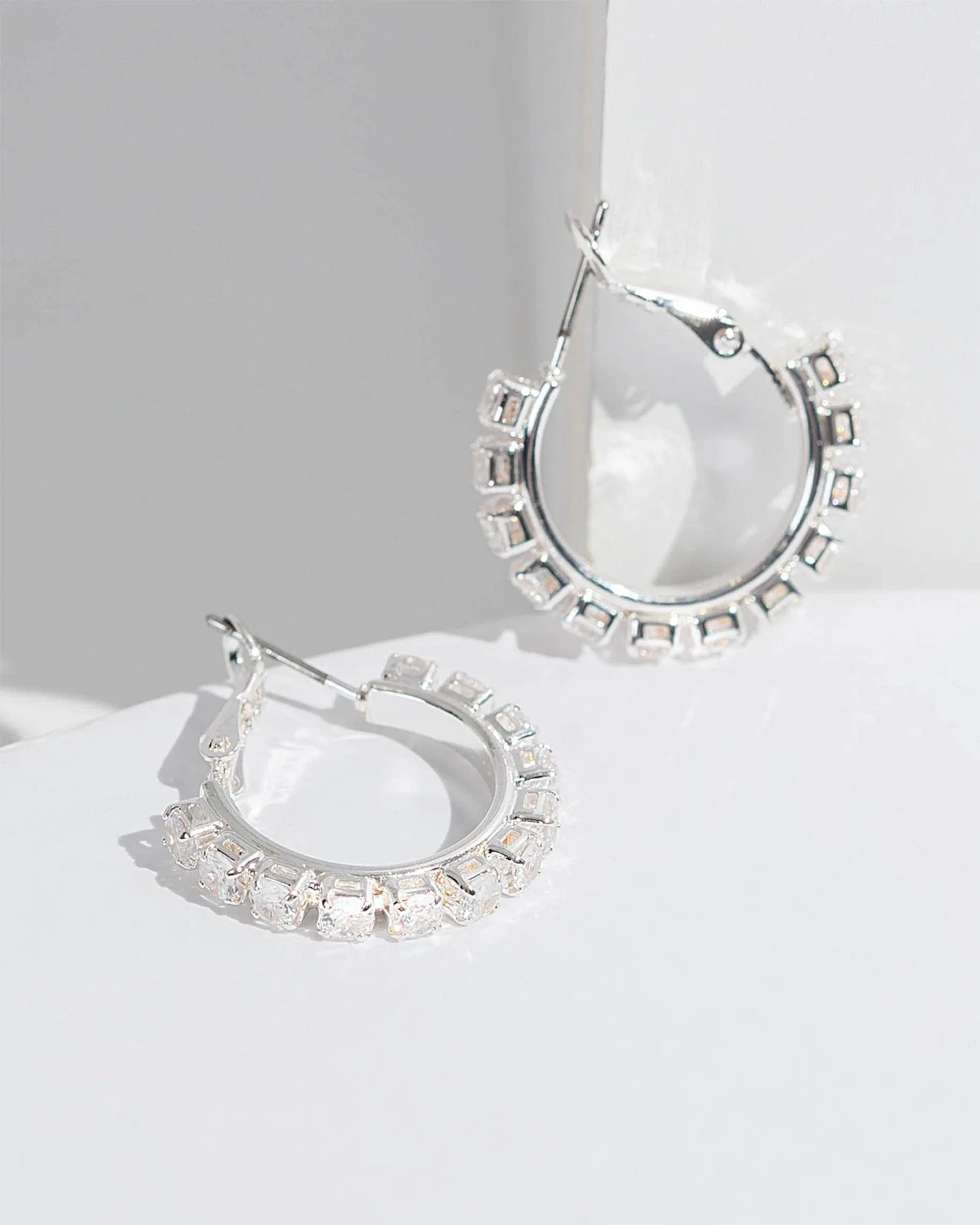 Silver Cubic Zirconia Small Hoop Earrings sold by Collete Hayman