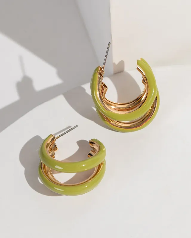 Green Triple Huggie Hoop Earrings sold by Collete Hayman