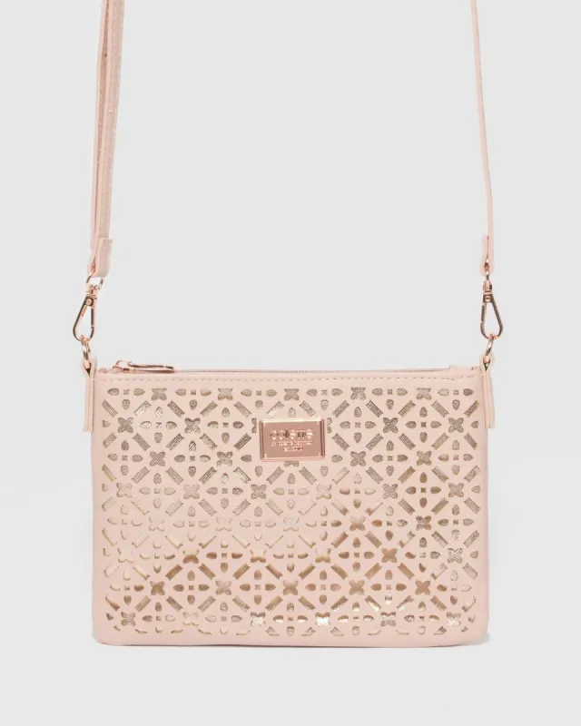 Pink Beth Punchout Peta Crossbody Bag sold by Collete Hayman