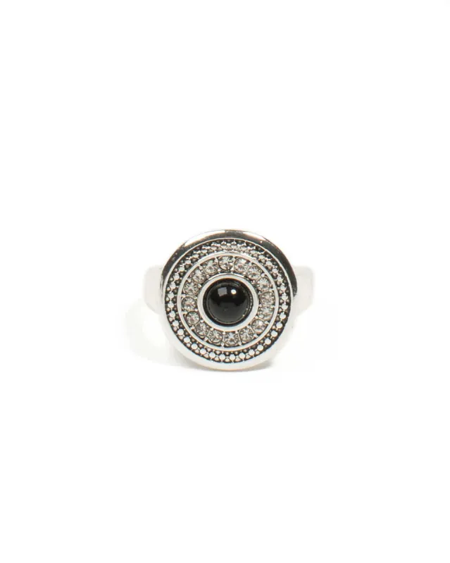 Round Black Stone Pave Circle Ring - Medium sold by Collete Hayman