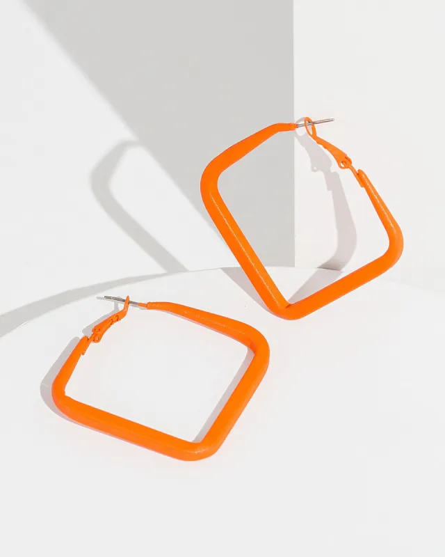 Orange Square Hoop Earrings sold by Collete Hayman