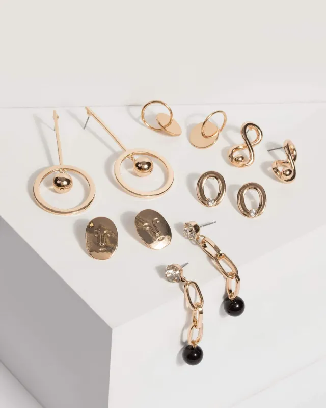 Gold Large Stud Drop Earrings sold by Collete Hayman