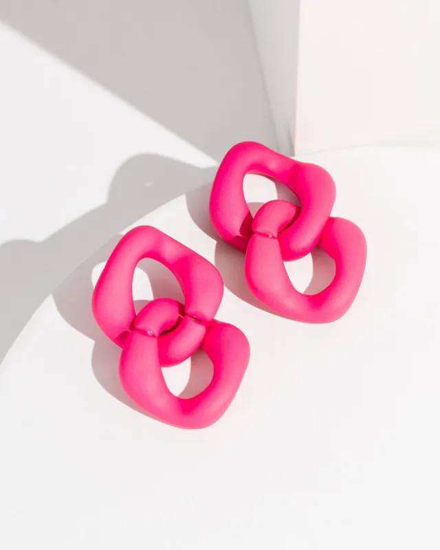 Pink Double Square Chain Earrings sold by Collete Hayman