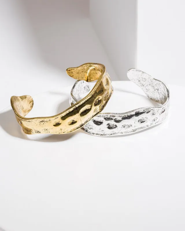 Mixed Metals Beaten Metal Cuff Bracelet made by Collete Hayman