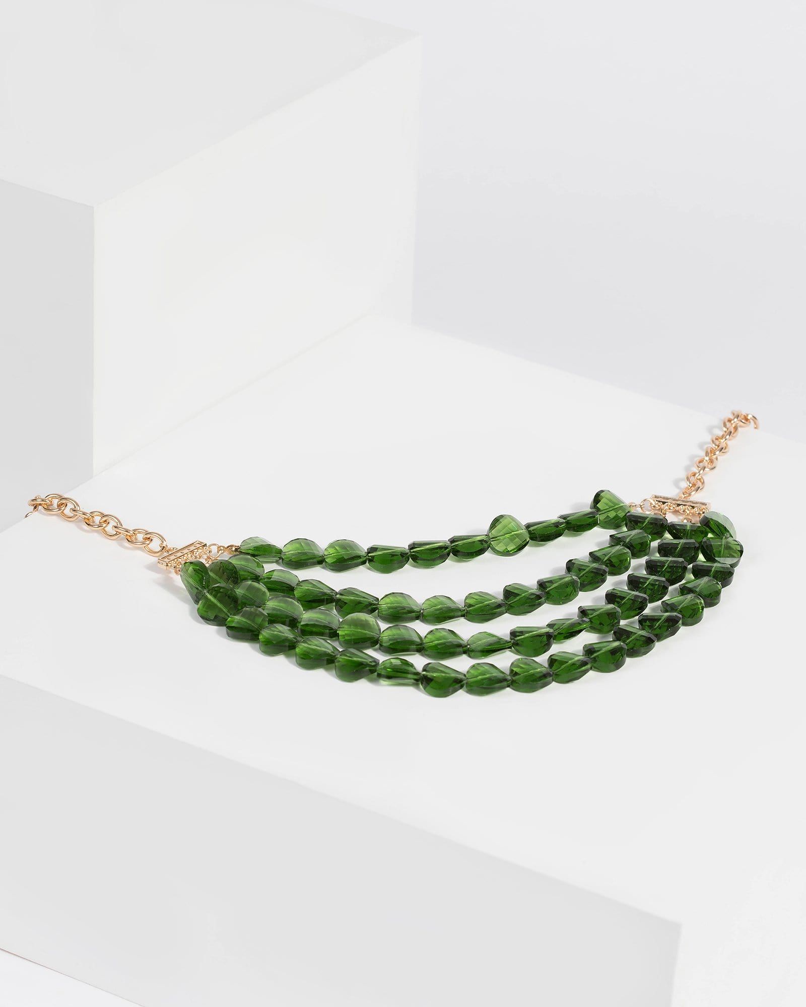 Emerald Multi Row Statement Necklace sold by Collete Hayman