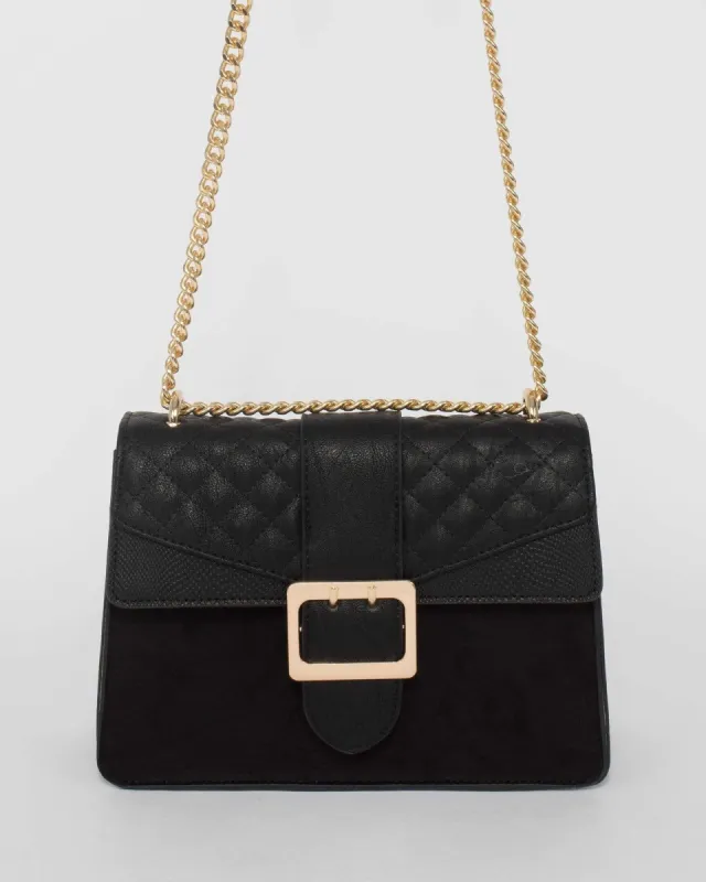 Black Quilted Flap Crossbody Bag sold by Collete Hayman