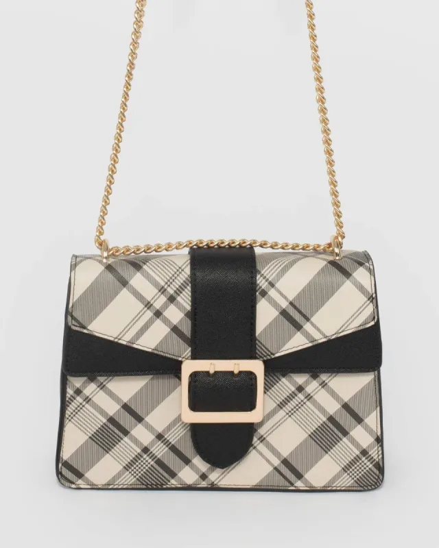 Ivory And Black Check Buckle Crossbody Bag sold by Collete Hayman