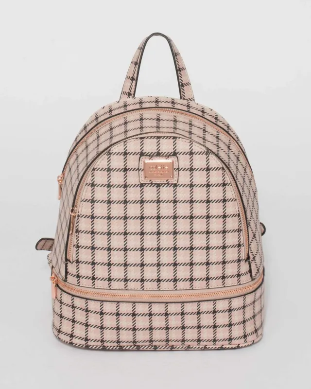 Pink And Black Check Bridget Plain Backpack sold by Collete Hayman
