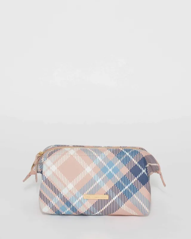 Pink And Blue Check Structured Cosmetic Case sold by Collete Hayman