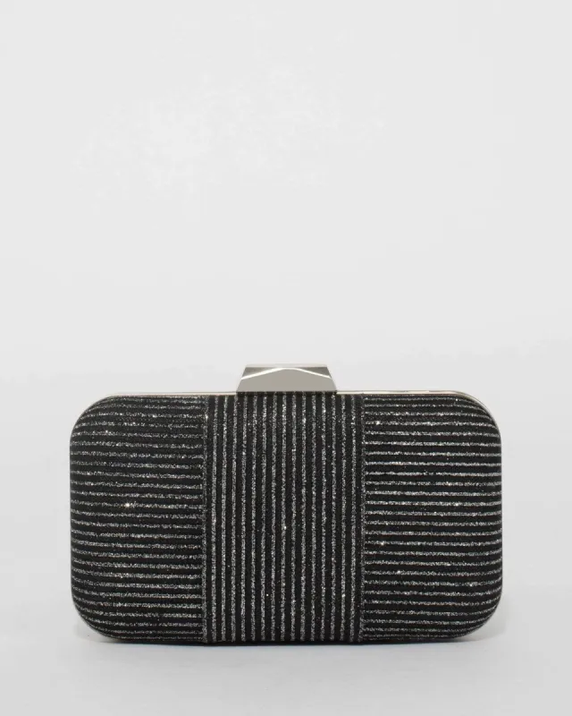 Black And Silver Juno Hardcase Clutch Bag sold by Collete Hayman