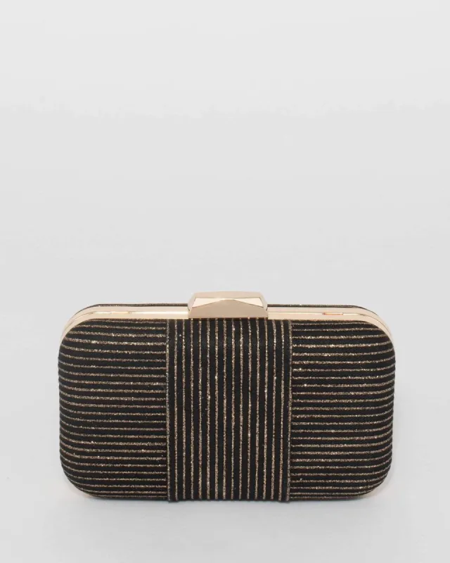 Black And Gold Juno Hardcase Clutch Bag sold by Collete Hayman