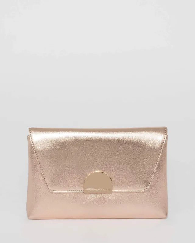 Rose Gold Luna Eve Clutch Bag sold by Collete Hayman