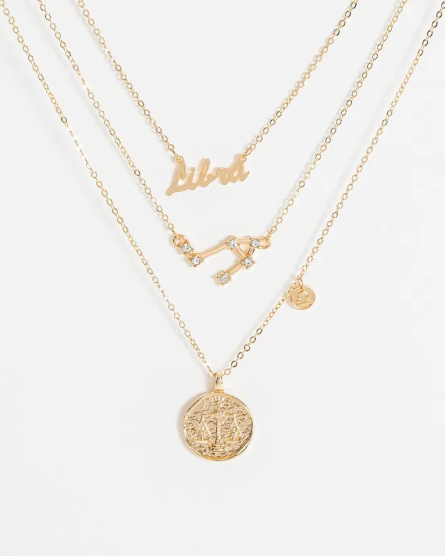 Gold Libra Zodiac Necklace sold by Collete Hayman