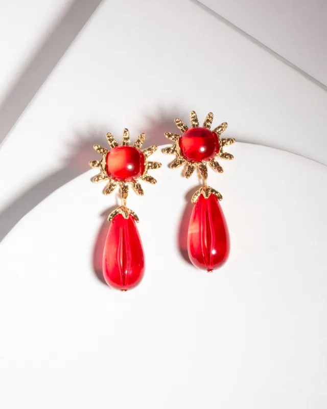 Red Crystal Sun Bead Earrings sold by Collete Hayman