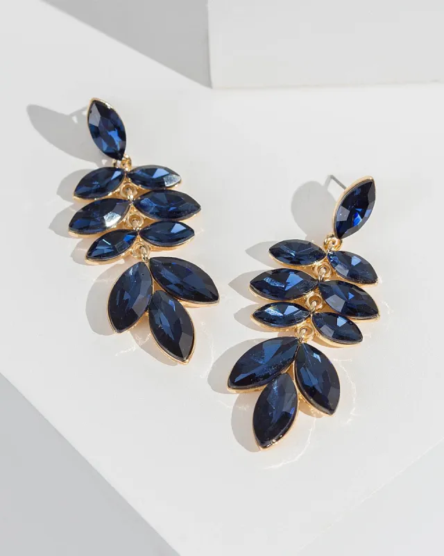 Navy Crystal Cluster Drop Earrings sold by Collete Hayman