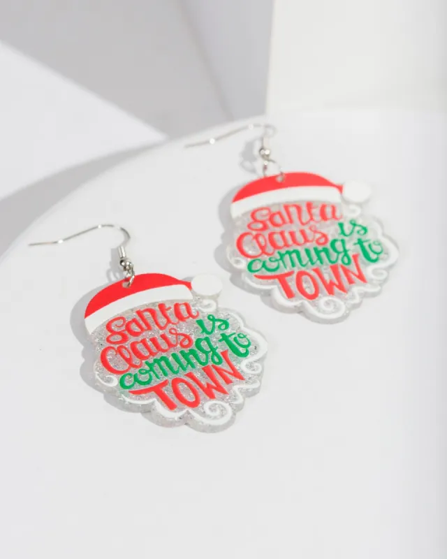 Multi Colour Christmas Santa Text Earrings sold by Collete Hayman