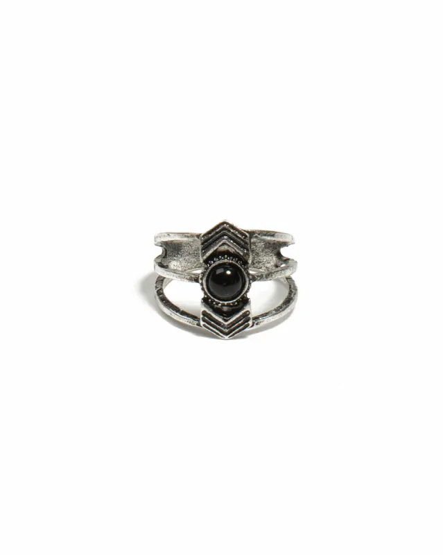 Black Silver Tone Arrow 3 Row Ring - Medium sold by Collete Hayman