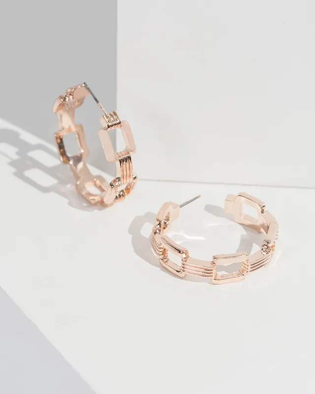 Rose Gold Chain Link Mini Hoop Earrings sold by Collete Hayman