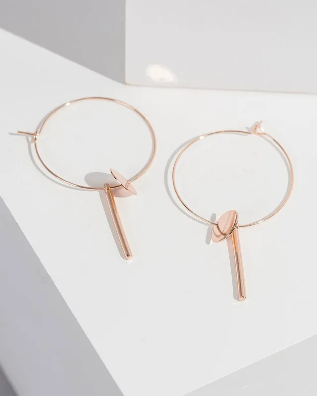 Rose Gold Disc Bar Hoop Earrings sold by Collete Hayman