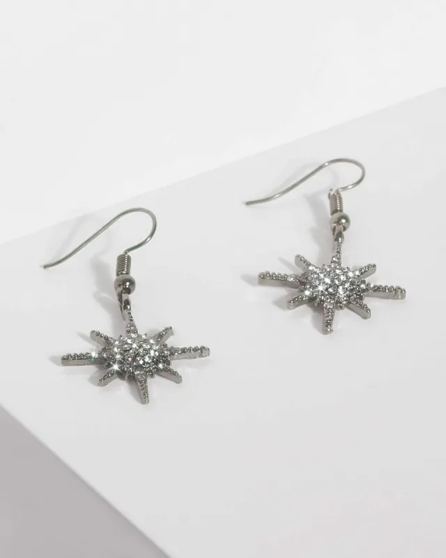 Silver Diamante Moon Star Drop Earrings sold by Collete Hayman