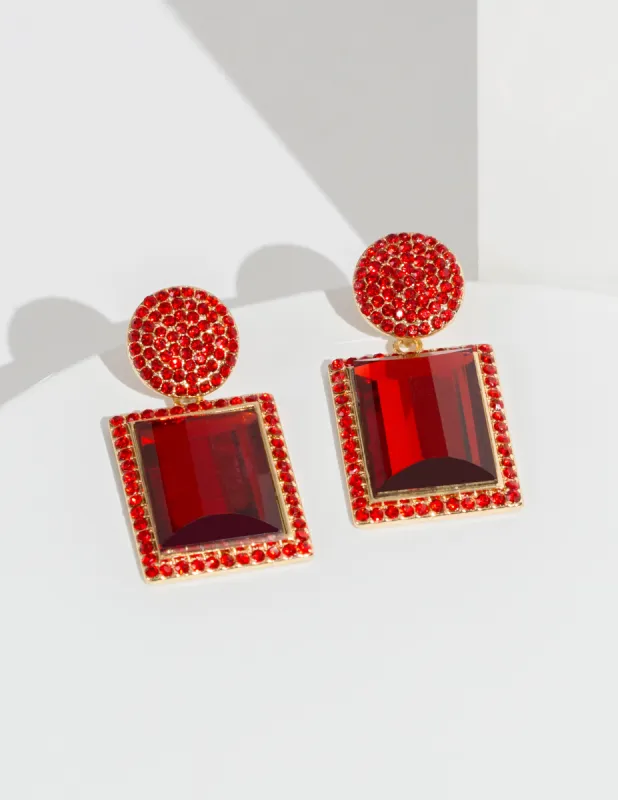Red Rectangle Drop Earrings made by Collete Hayman
