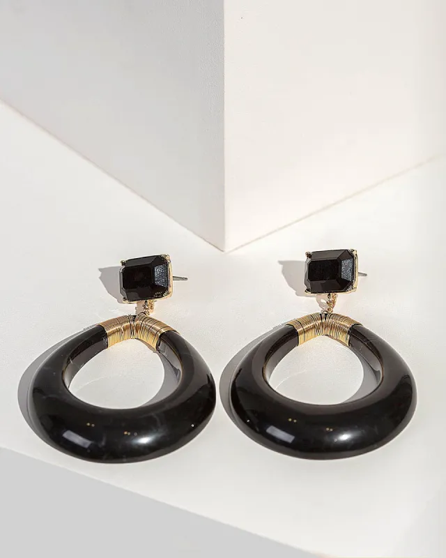 Black Acrylic Tear Drop Earrings sold by Collete Hayman