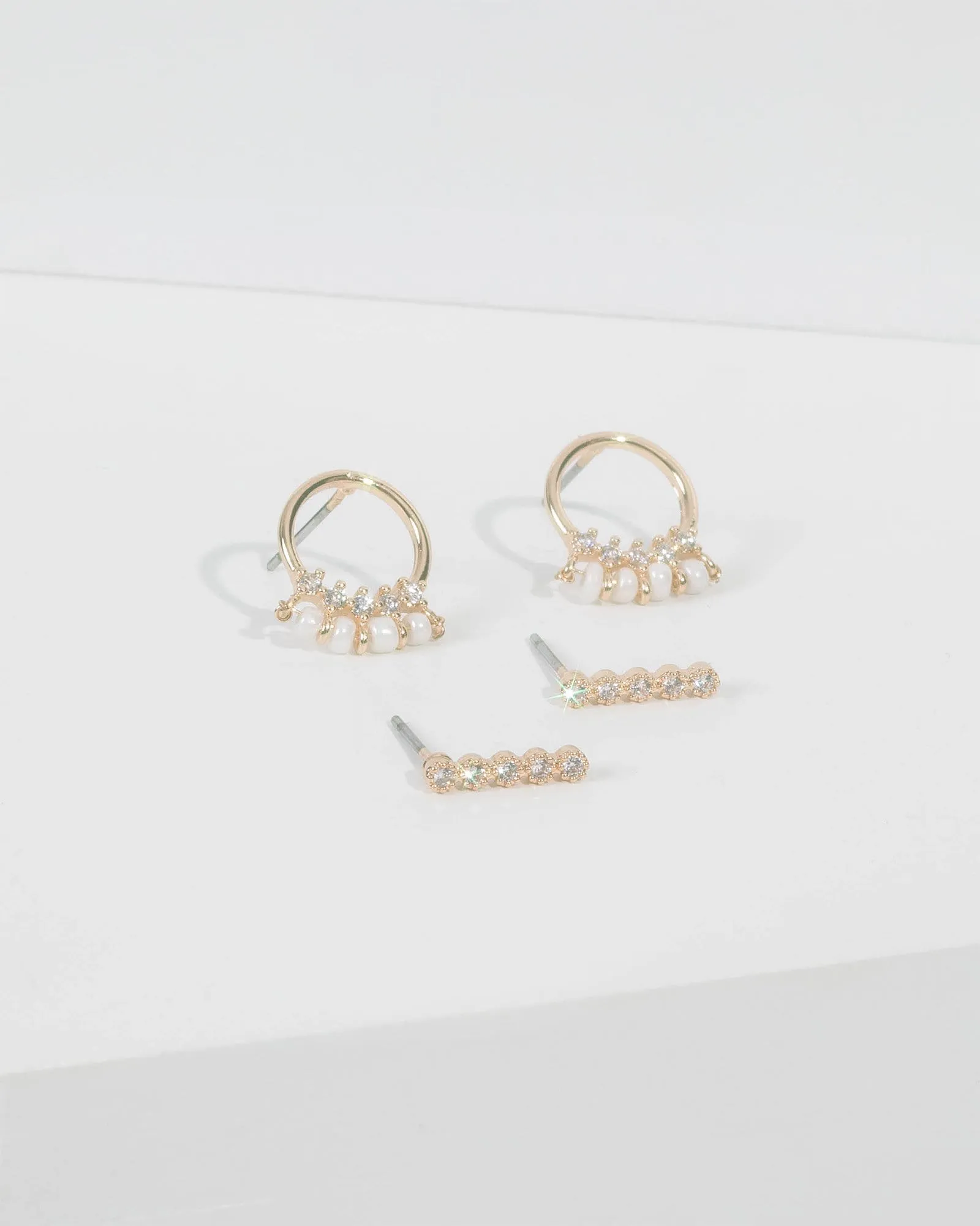 Gold Cubic Zirconia Drop Earring Set sold by Collete Hayman