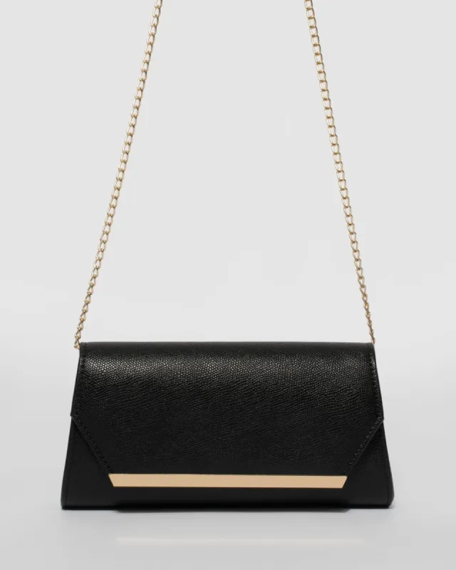 Black Paula Straight Bar Clutch Bag sold by Collete Hayman