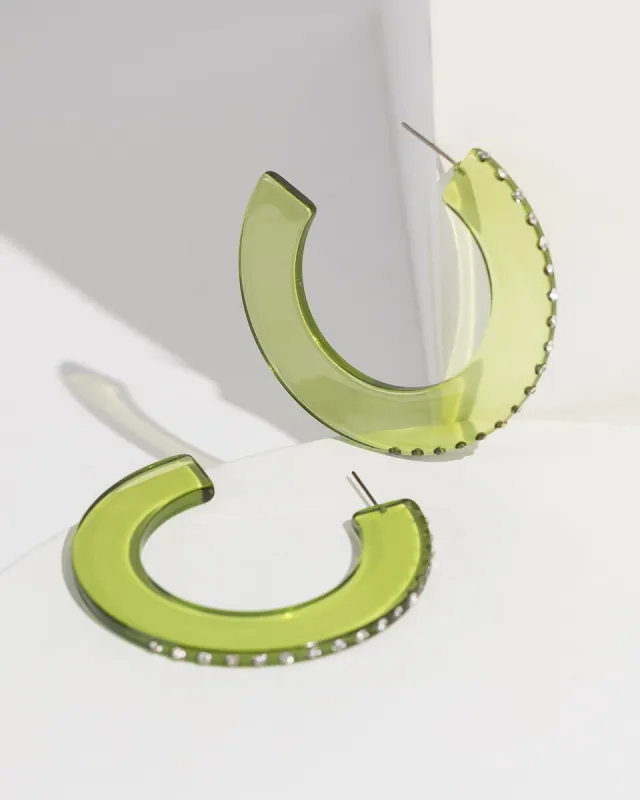 Green Chunky Acrylic Hoop Earrings sold by Collete Hayman