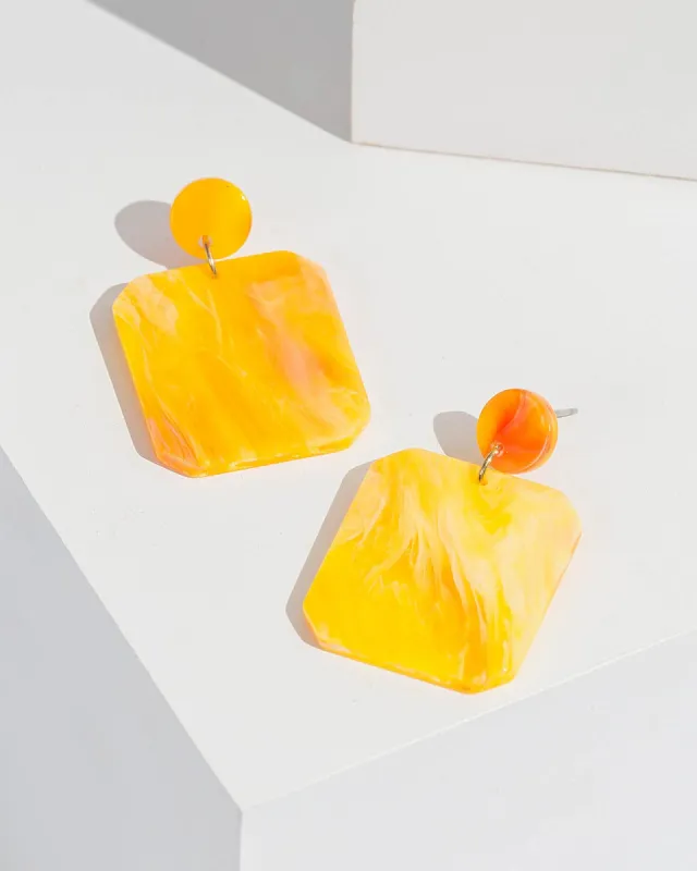 Yellow Large Octagon Swirl Drop Earrings sold by Collete Hayman