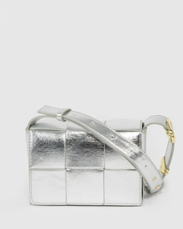 Silver Elena Weave Crossbody Bag sold by Collete Hayman
