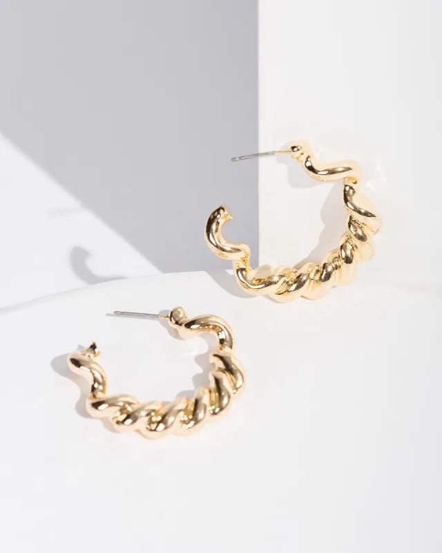 Gold Twisted Hoop Earrings sold by Collete Hayman