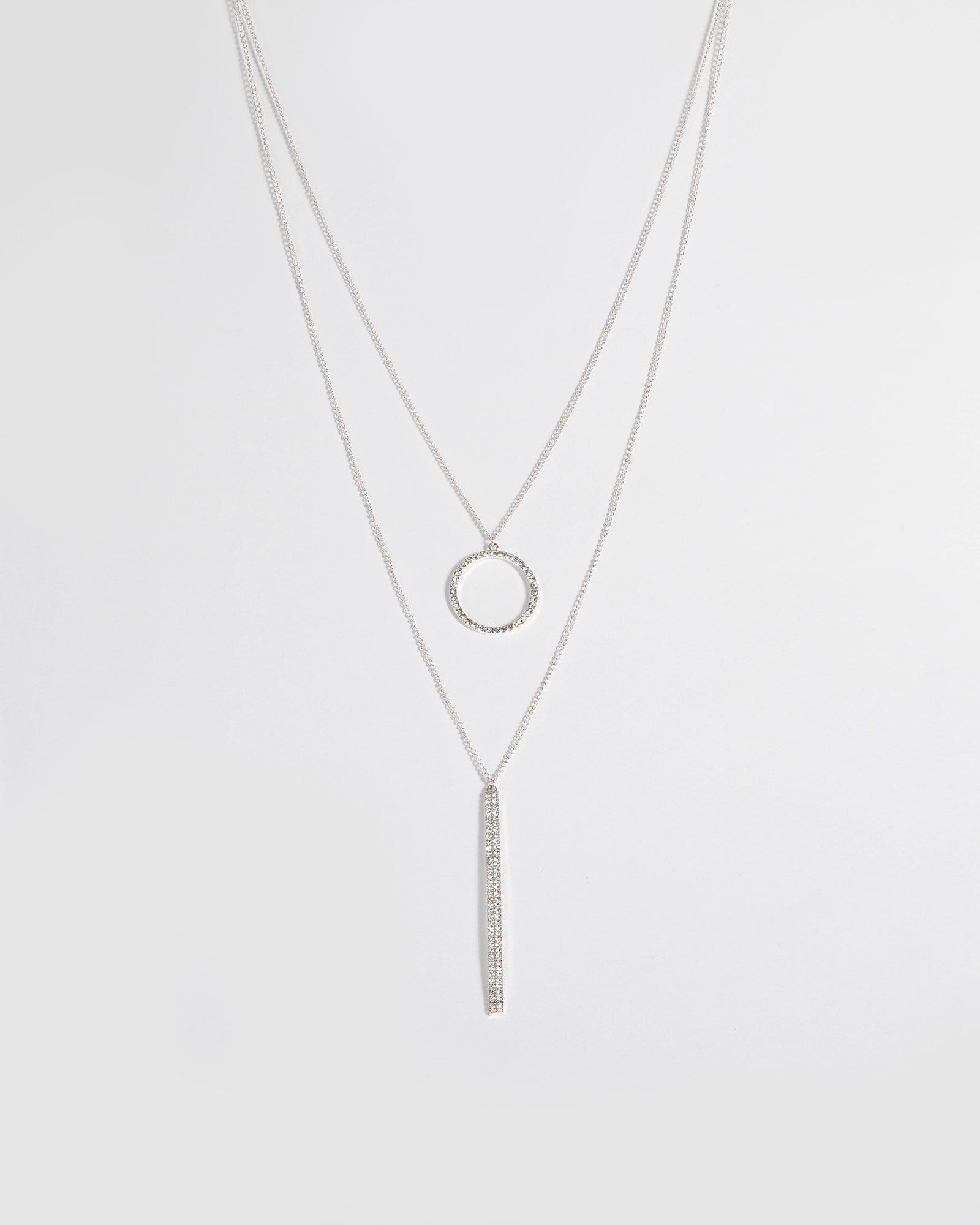 Silver Diamante Bar Pendant Necklace sold by Collete Hayman