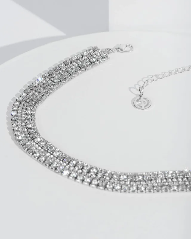 Silver Crystal Choker Necklace sold by Collete Hayman