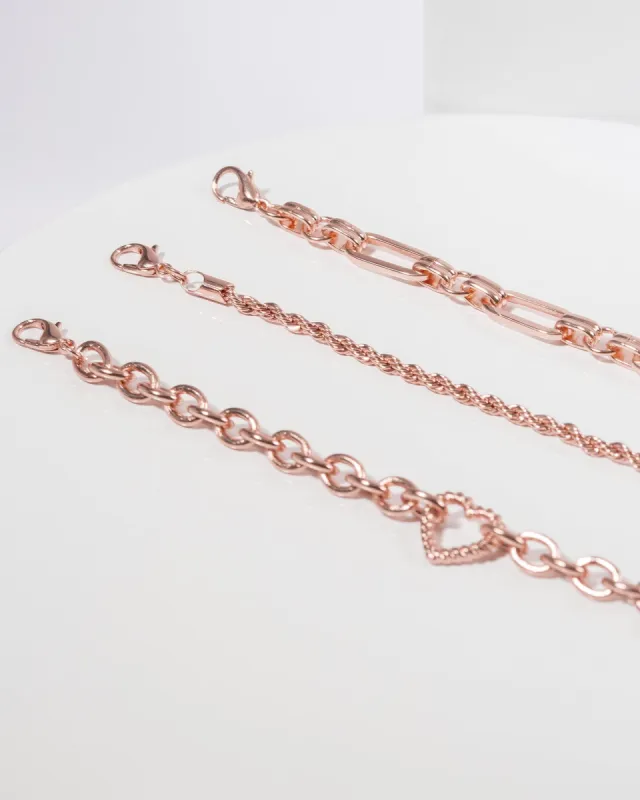 Rose Gold Heart Chain Bracelet Pack sold by Collete Hayman