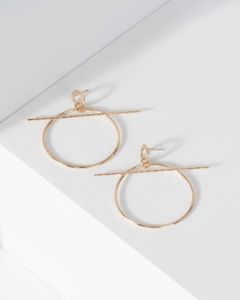 Gold Metal Hoop And Straight Bar Earrings sold by Collete Hayman