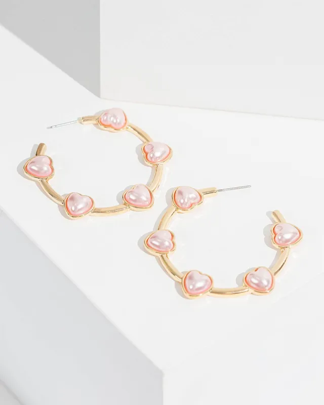 Pink Multi Love Heart Hoop Earrings sold by Collete Hayman