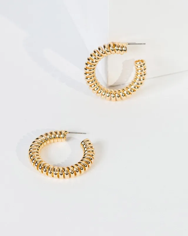 Gold Spiral Metal Hoop Earrings sold by Collete Hayman