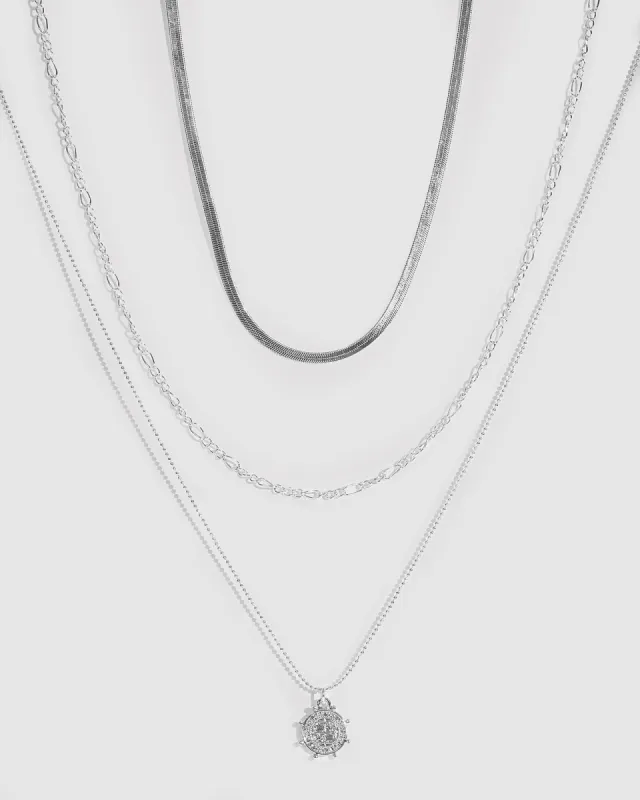 Silver Medallion Layered Necklace sold by Collete Hayman